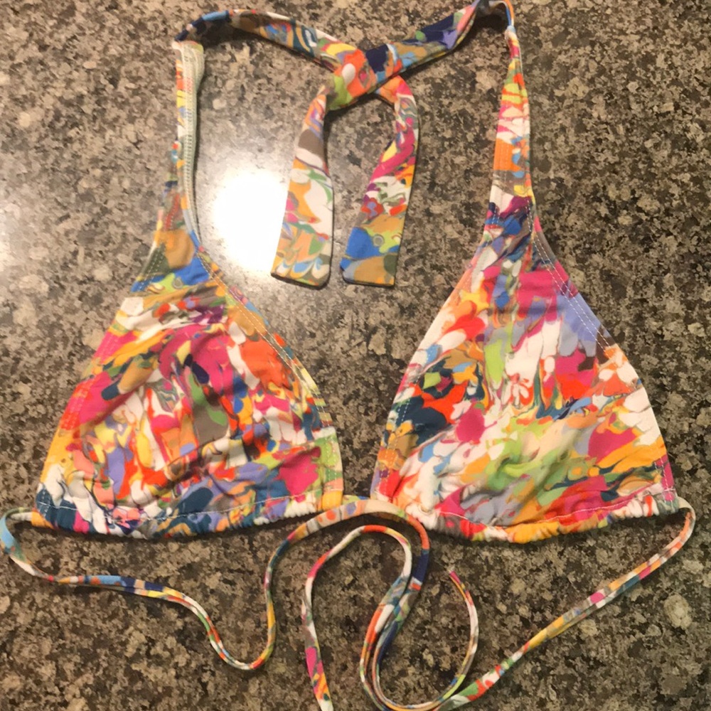 Multicolor L-Space string bikini top, size small.